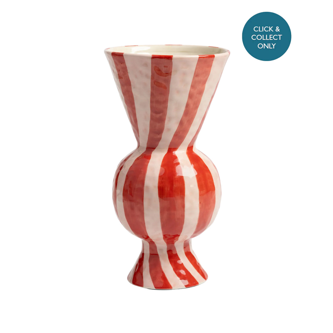 A blue rhomb-patterned ceramic vase on a white background