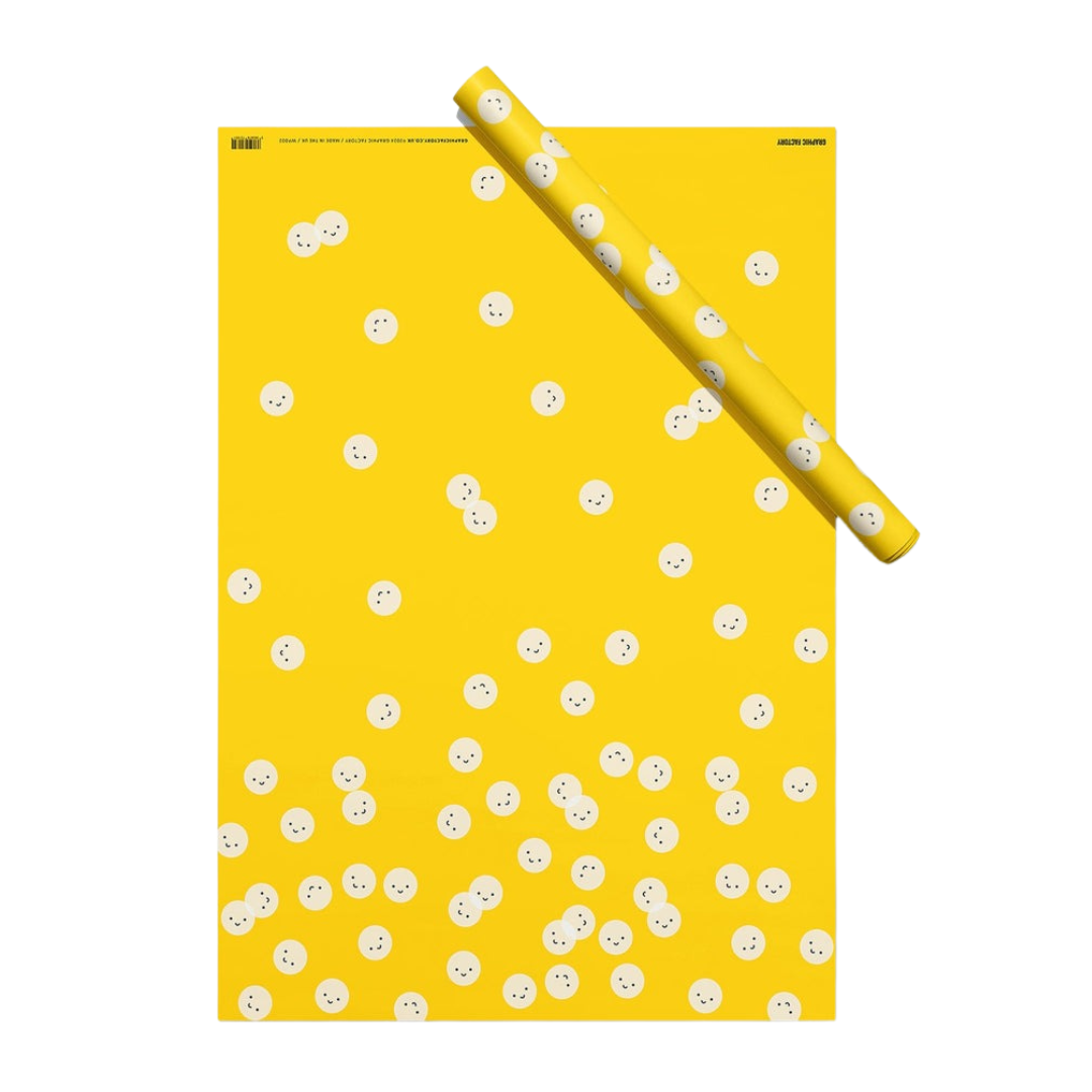 Yellow Smiling Face Gift Wrap Single Sheet