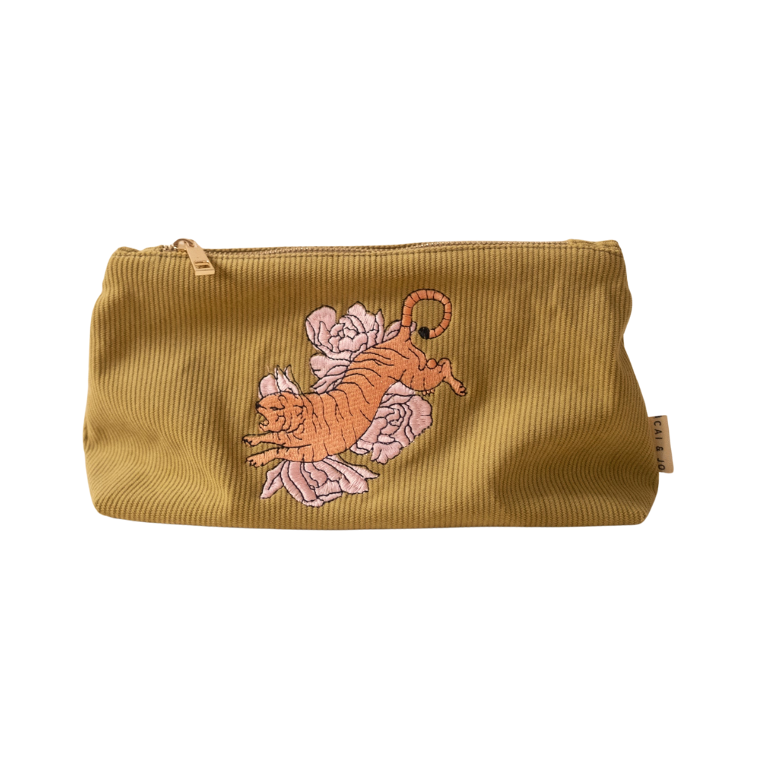 Medium Corduroy Pouch in Olive - TIger