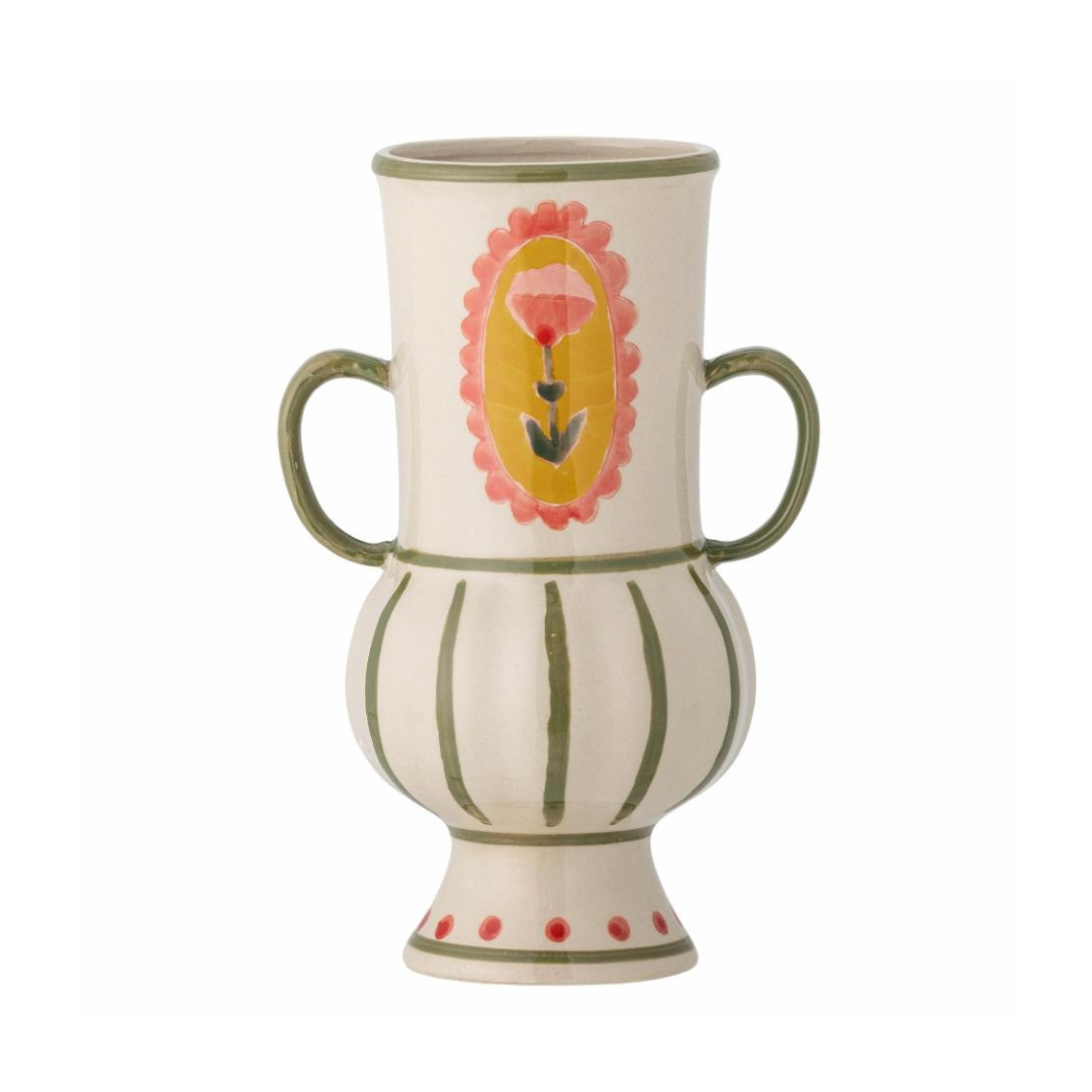 Odina Hand-Painted Vase Cream &
Green