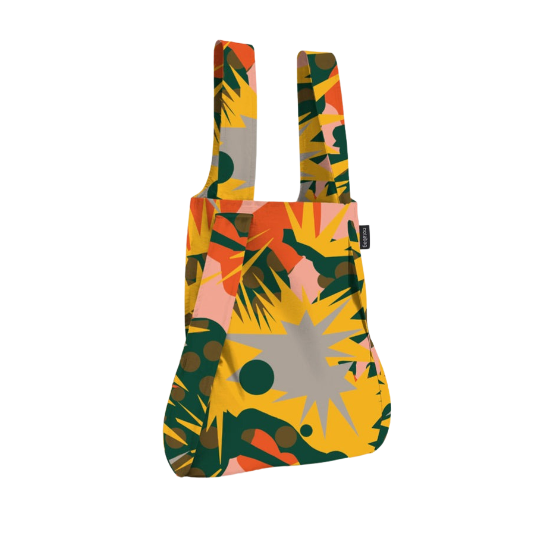 Multicolored Notabag Spark Bag & Backpack with a floral pattern.