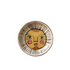 Top view of a mystical black ceramic trinket dish with a hand-painted radiant sun design and gold-edged rim on a white background