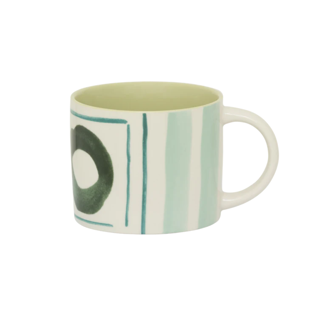 Mug Alexandrit with green stripes and circles