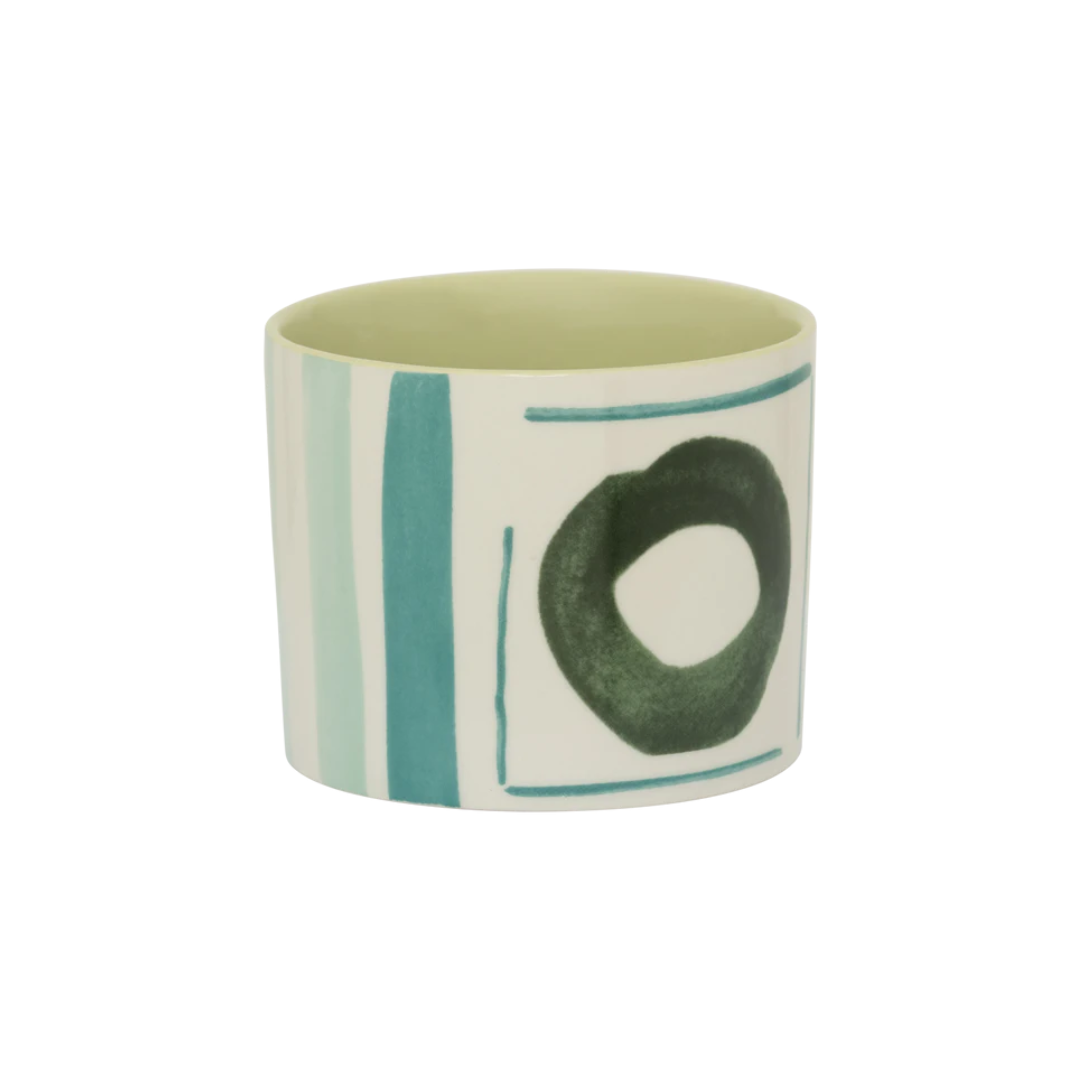 Mug Alexandrit with green stripes and circles
