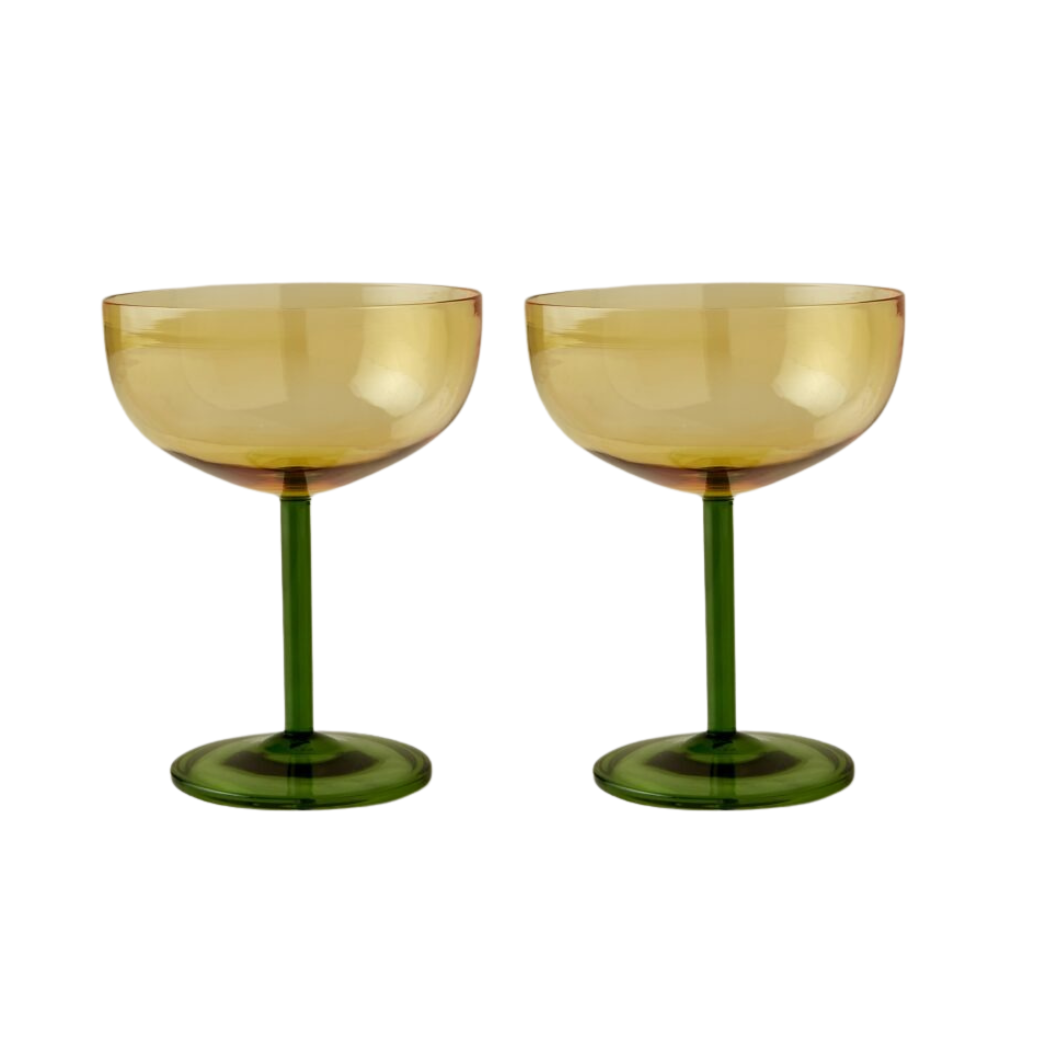 Green &amp; Ochre Cocktail Glass