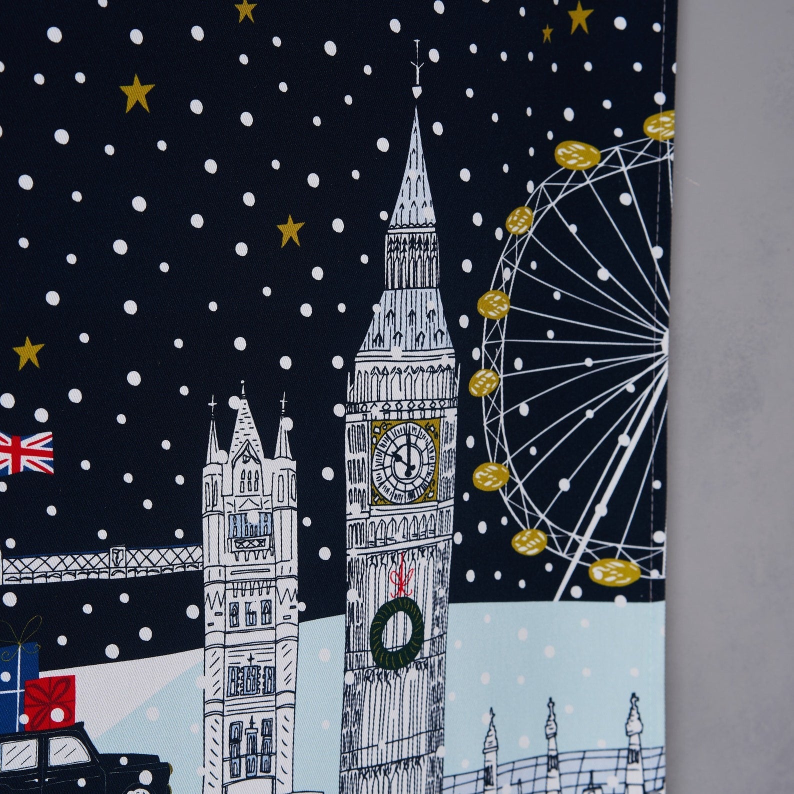 Detail of the London Thames Winter Tea Towel