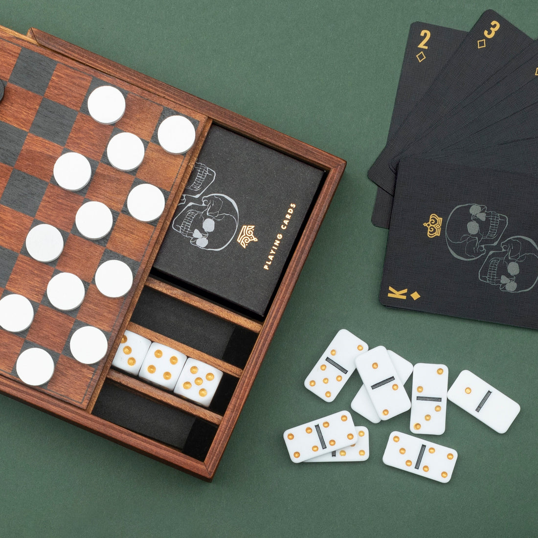 close up of the Wooden Deluxe Games Night Set