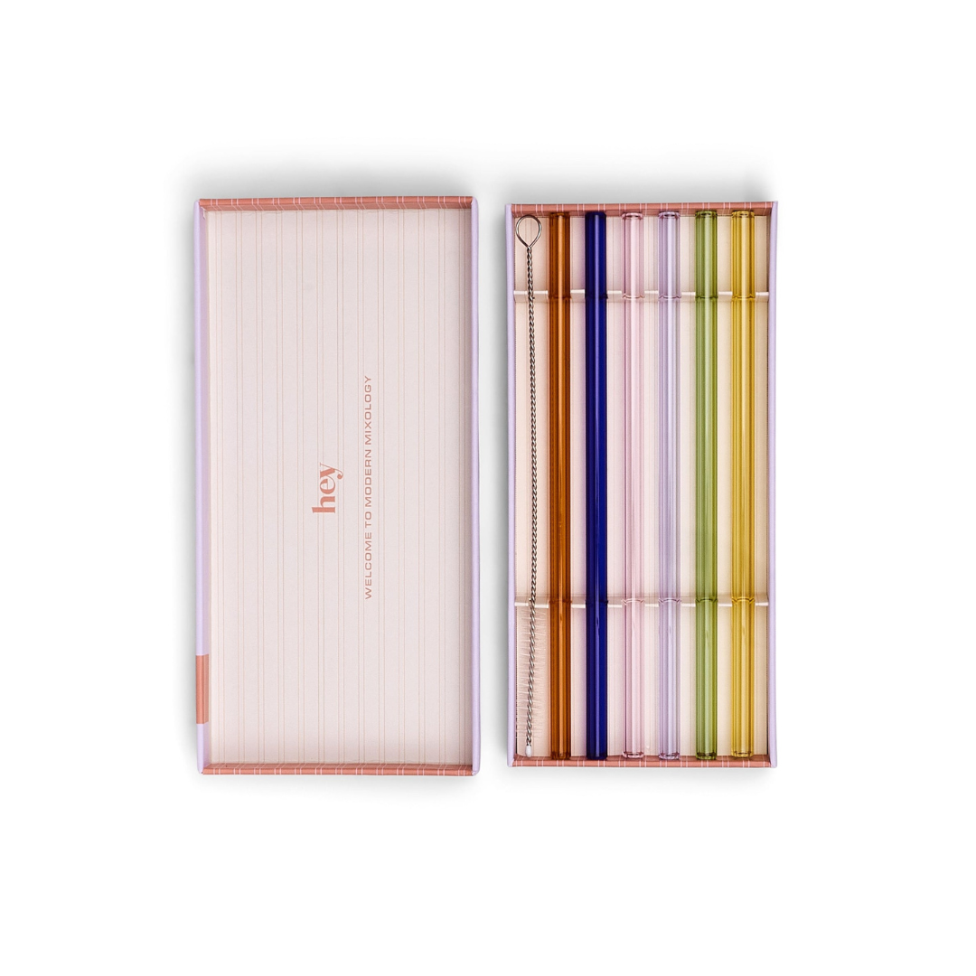 Danny Highball glass straws in gift box – set of 6 colorful, eco-friendly reusable straws