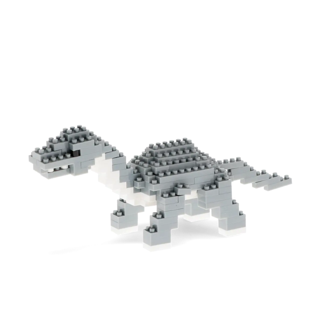 DIY Model Brick Building Kit grey Diplodocus , 128-piece mini dinosaur model, educational building toy for children aged 6+, creative brick construction
