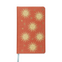 Terracotta celestial journal with gold foil sun and star design, eco-friendly bookcloth hardcover notebook with lined pages and light blue ribbon marker