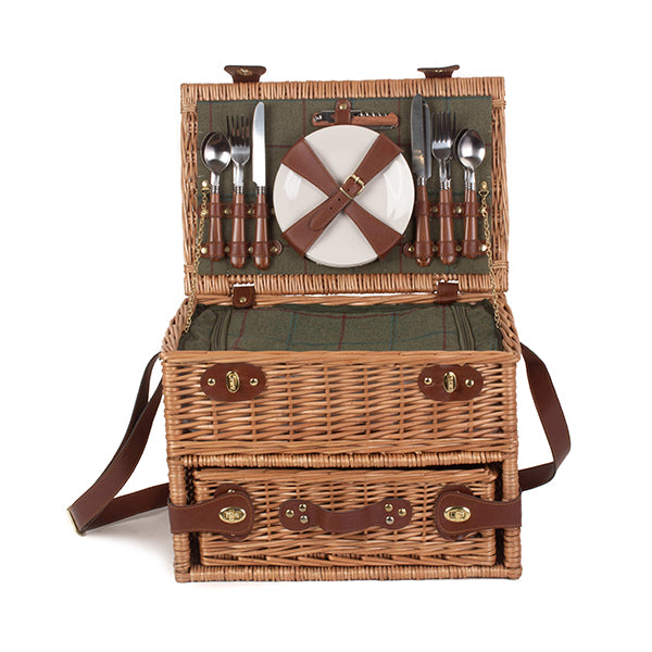 4 Person Green Tweed Drawer Hamper