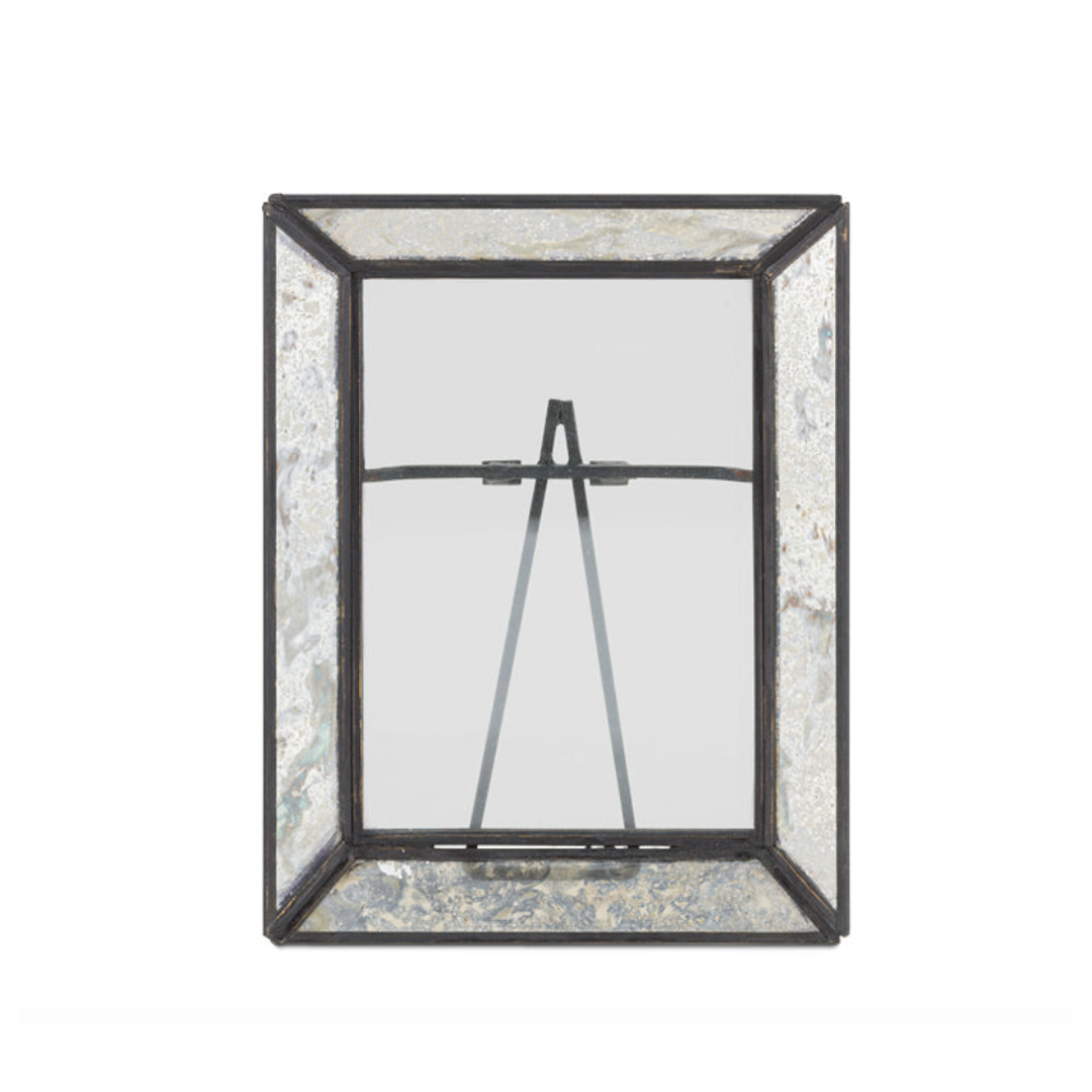 Back view of Yash Antique Glass & Iron Photoframe highlighting sturdy support and display stand