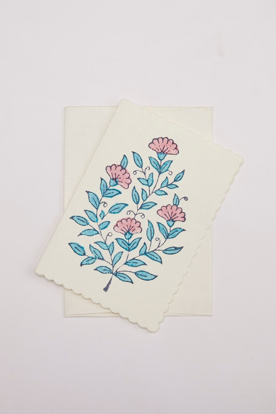 Malika Sunshine Pink & Blue - Handcrafted Notecard Set 6 Pack