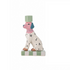 Doglie Candle Holders hand-painted stoneware dogs with pink, black, and blue dots and stripes, standing on green and white checkered bases, unique home décor