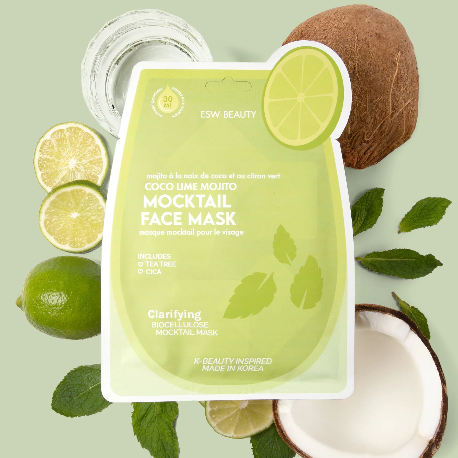Coco Lime Mojito Clarifying Biocellulose Mocktail Face Mask
