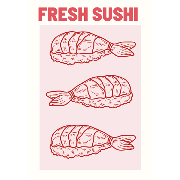 Pink Fresh Sushi A4 Unframed Print