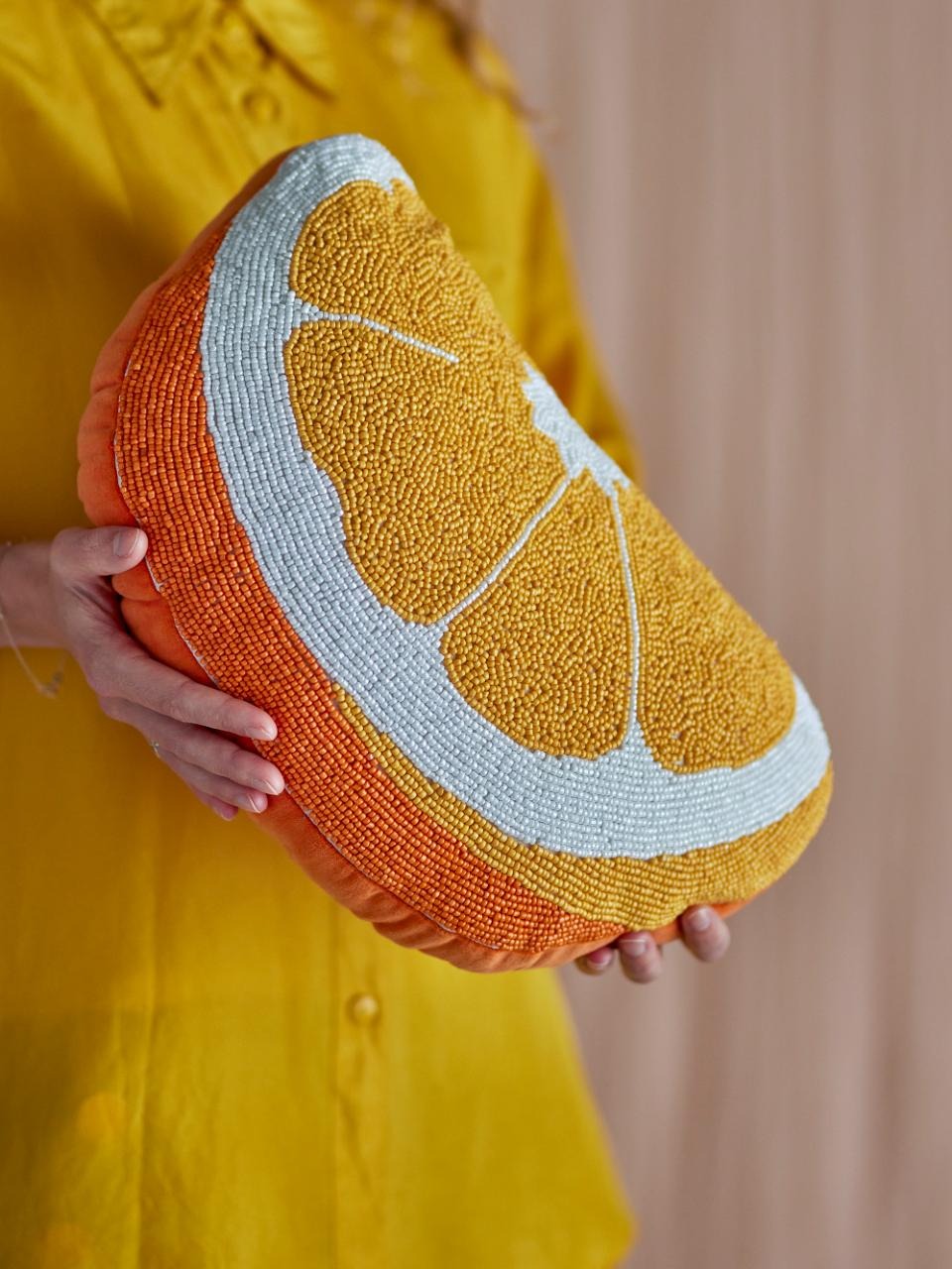 Navelina Orange Slice Cushion Yellow Cotton