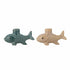Burne Fish Candle Holders set of 2 in green and beige glazed stoneware, unique fish-shaped design, 13x7x5.5 cm, playful and decorative home décor”