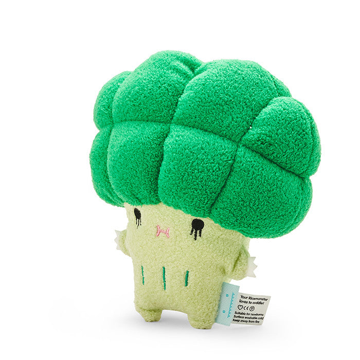 Plush toy shaped like a broccoli on a white background