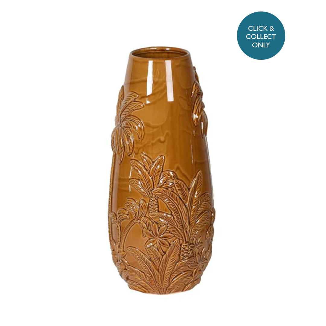 Mustard Ceramic Palm Tree Jar