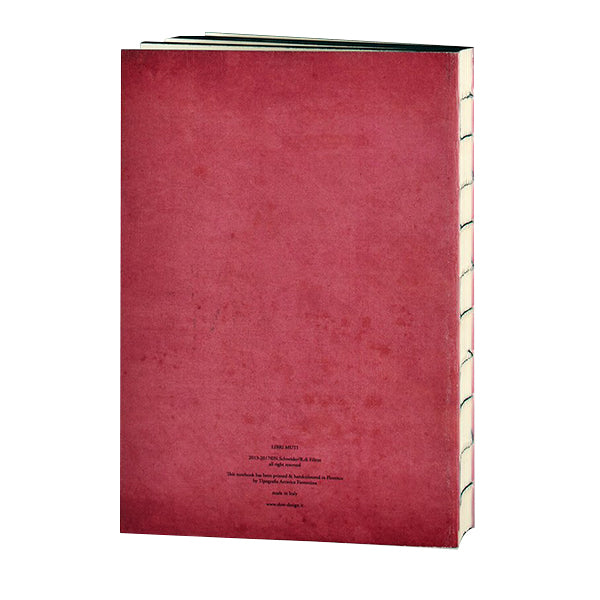 Back view of One Thousand and One Nights Handmade Notebook, from the Libri Muti Collection, with soft cover and hand-coloured slice, crafted in Florence, Italy.