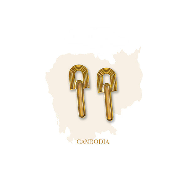 Cambodia Gold Rainbow Stud Earrings