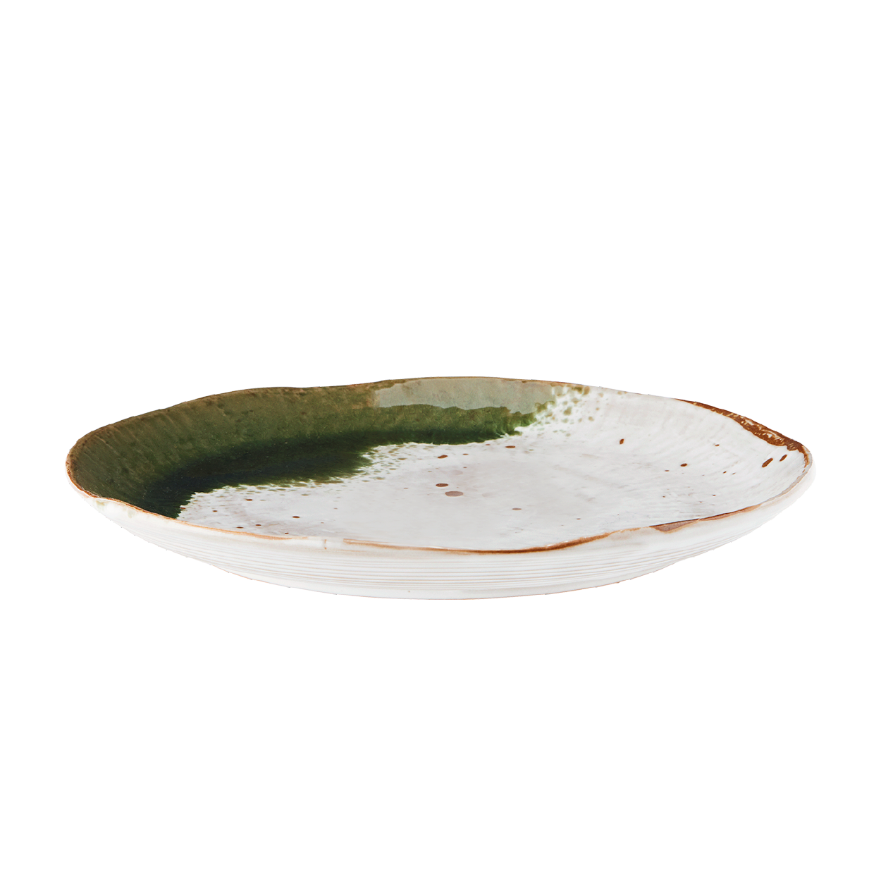 Green Stoneware Speckled Dinner Plate