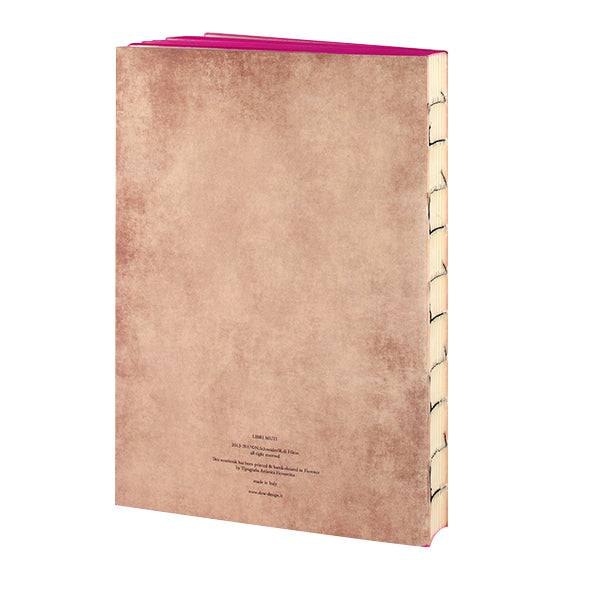 Back view of Lolita Handmade Notebook, from the Libri Muti Collection, with soft cover and hand-coloured slice, crafted in Florence, Italy.