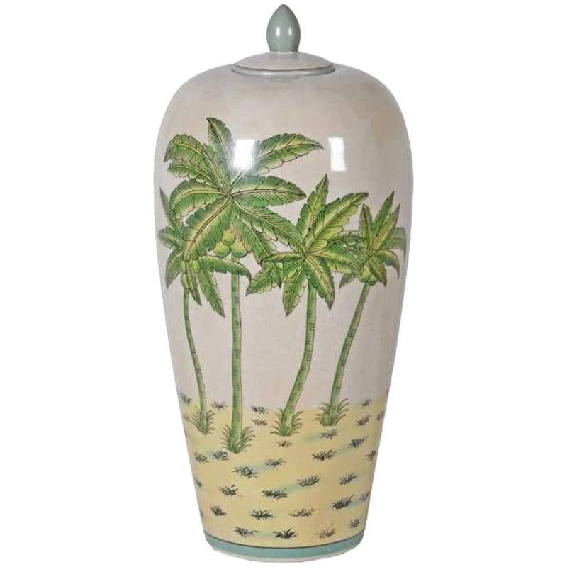 Palm Tree Ceramic Jar