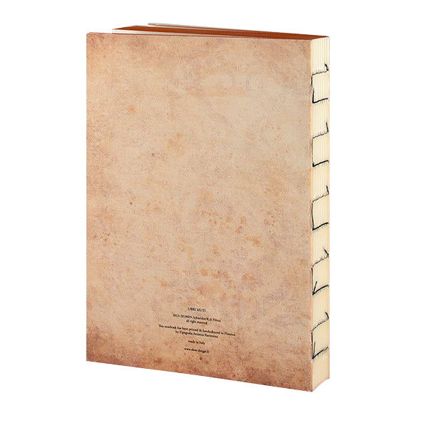 Back view of Madame Bovary Handmade Notebook, from the Libri Muti Collection, with soft cover and hand-coloured slice, crafted in Florence, Italy.