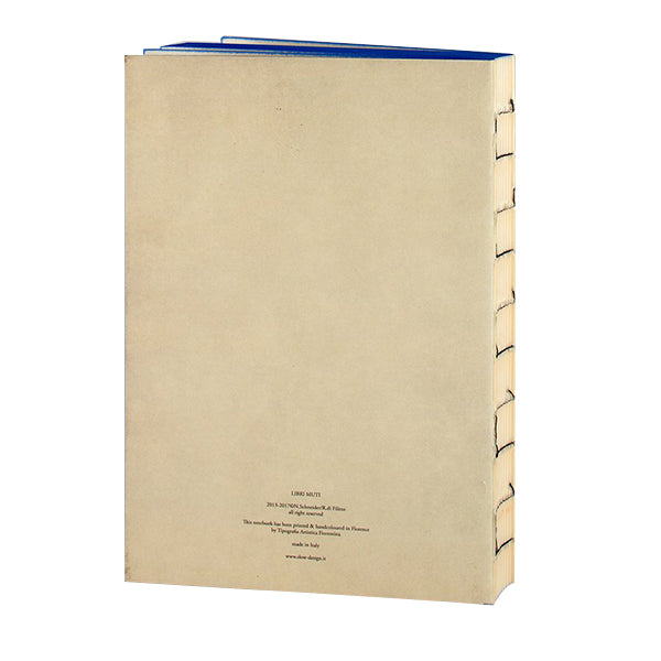 Back view of Moby Dick Handmade Notebook, from the Libri Muti Collection, with soft cover and hand-coloured slice, crafted in Florence, Italy.