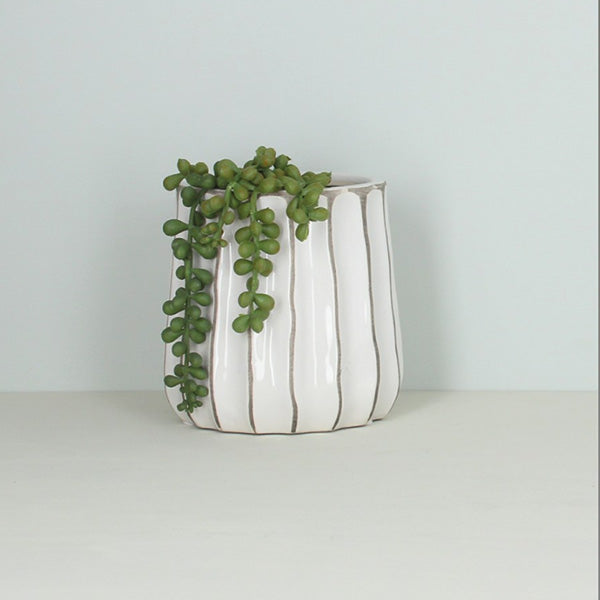 White & Beige Ceramic Vase