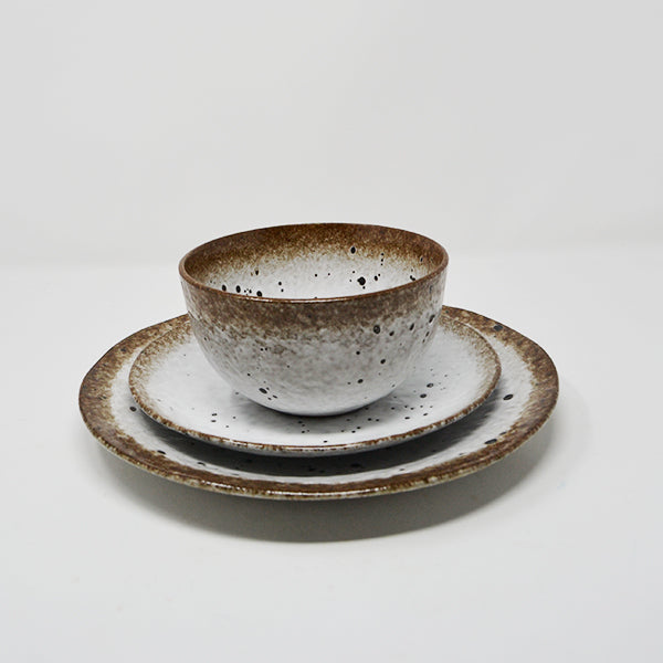 White & Brown Stoneware Dinning Set