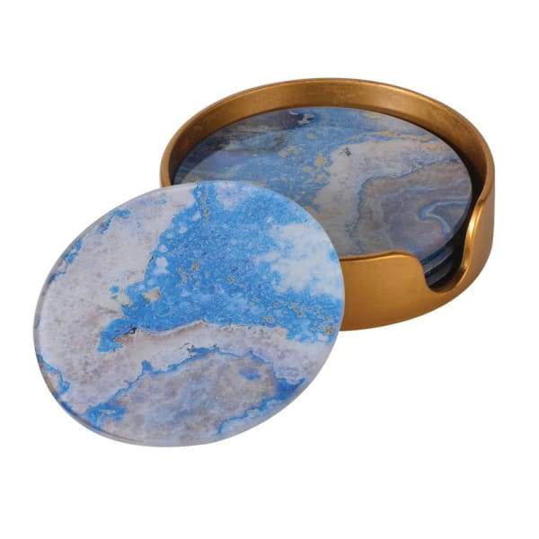 Blue Marble Effect Coaster Set