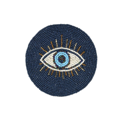 Glass Beads Blue Eye Coaster - Set of 4