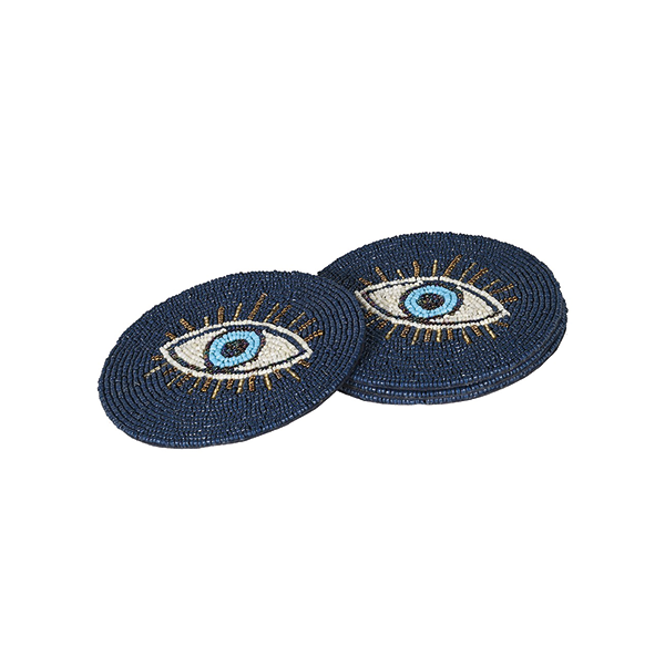 Blue Evil Eye Beaded Coaster - Set of 4