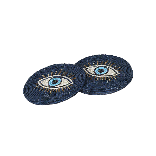 Glass Beads Blue Eye Coaster - Set of 4