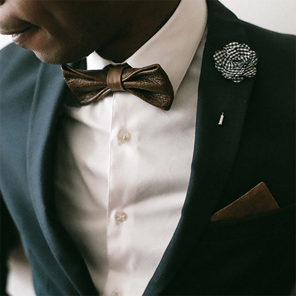 Brown Leather Bow Tie