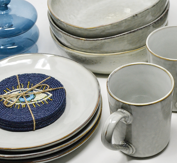 Blue Evil Eye Beaded Coaster - Set of 4