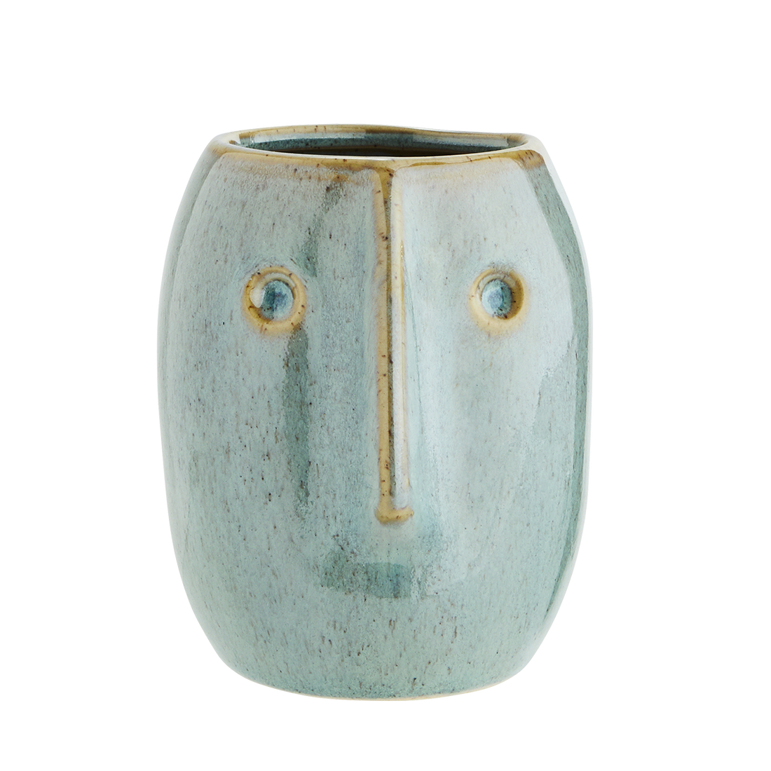 Stoneware Flower Pot With Face Imprint
