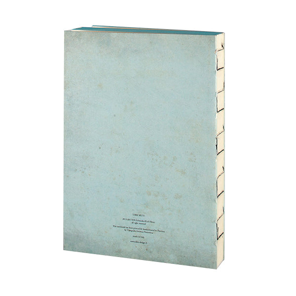 Back view of `journal De Bord Handmade Notebook, from the Libri Muti Collection, with soft cover and hand-coloured slice, crafted in Florence, Italy.