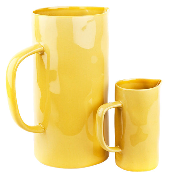 Small and big Yellow Hand Painted Stoneware Jugs