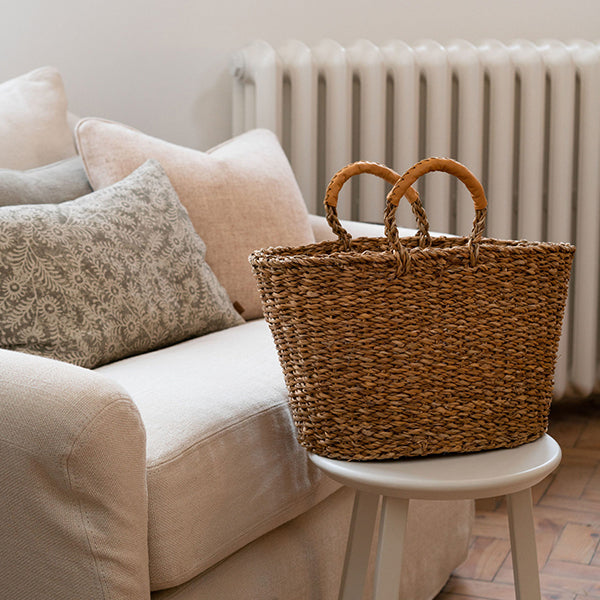 Leather Handled Seagrass Basket