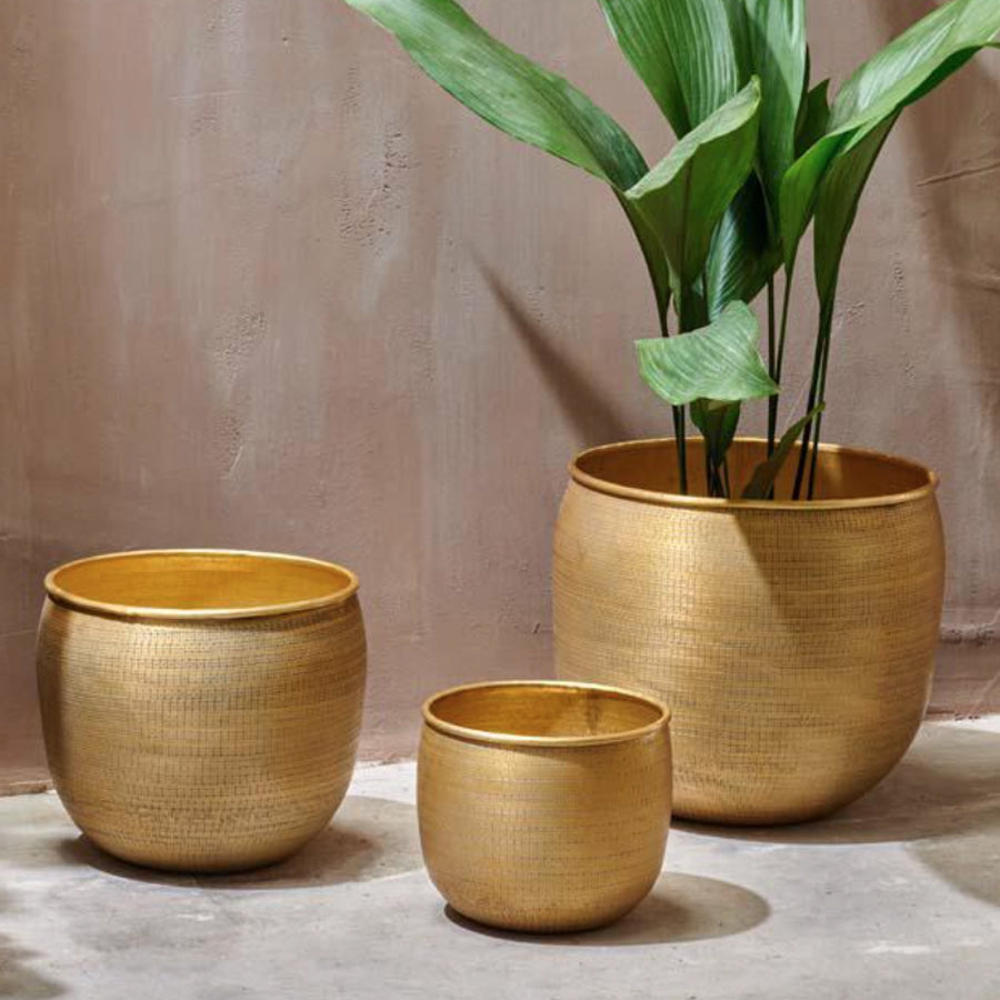 Antique Brass Etched Planters