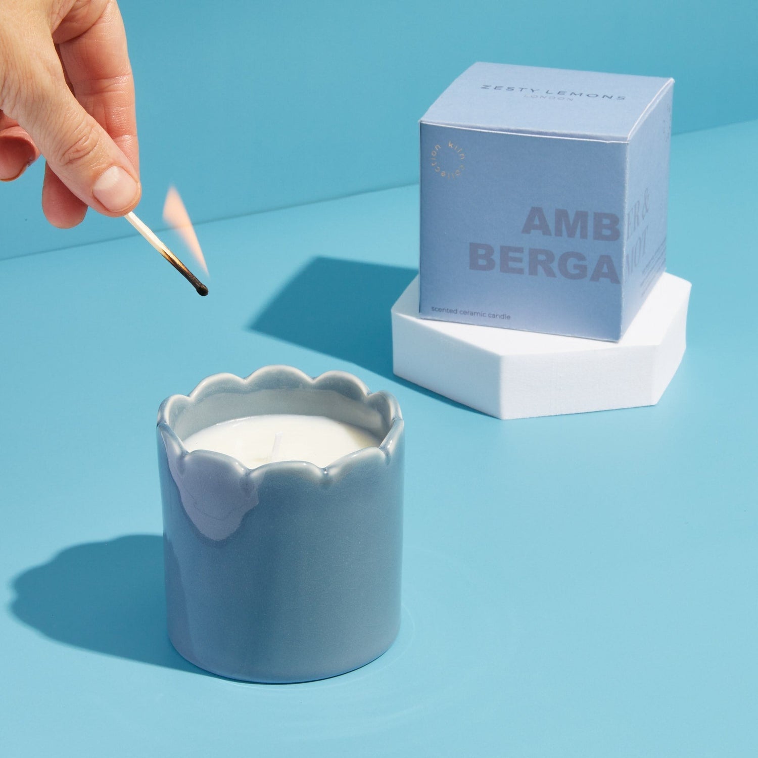 Sky Blue Candle - Amber &amp; Bergamot