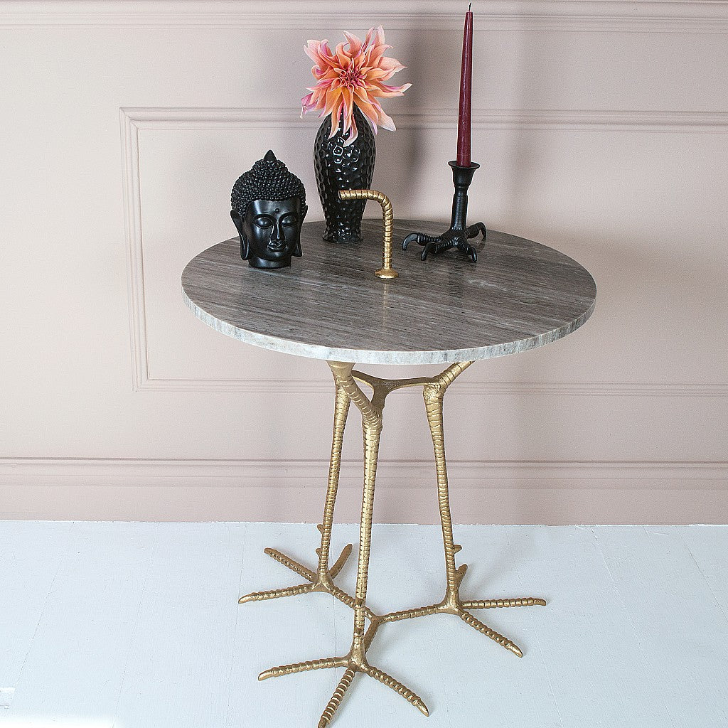 White Marble Bird Leg Side Table