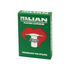 Green box of Italian learning playing cards with red and white lips design on a white background