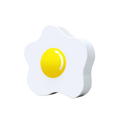 Ceramic Egg Vase with glossy white base and yellow yolk center standing on a white background
