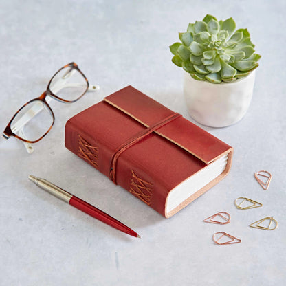 Distressed Leather Journal Red