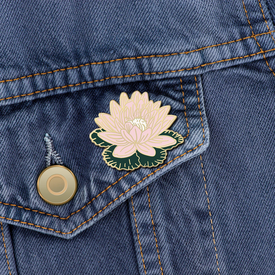 Pink Water Lily Flower Enamel Pin